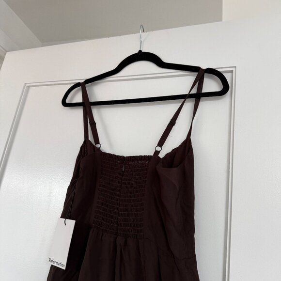 NWT Reformation Eridania Maxi Dress In Mole Brown Sz 4 Thigh High Side Slit - Picture 8 of 10